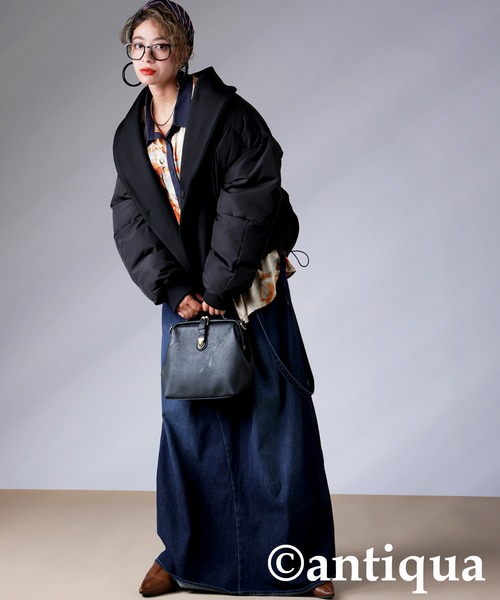 異素材リブ切替中綿ジャケット（その他アウター）｜antiqua