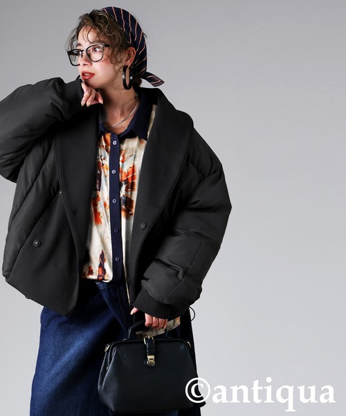 異素材リブ切替中綿ジャケット（その他アウター）｜antiqua