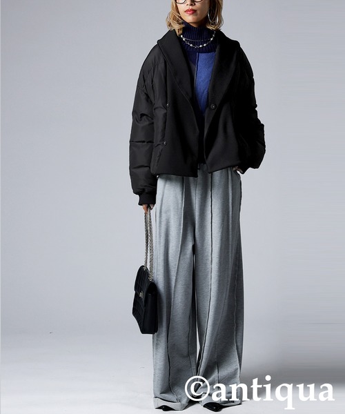 異素材リブ切替中綿ジャケット（その他アウター）｜antiqua