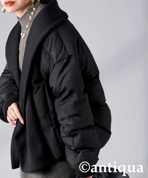 antiquaアンティカ 異素材 リブ切替 中綿ジャケット セール】異素材リブ切替中綿ジャケット（その他アウター）｜antiqua