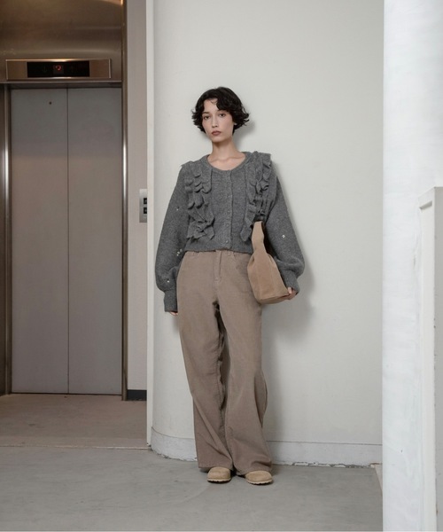 lawgy（ラウジー）の「floral pattern embroidery knit / フローラルパターンエンブロイダリーニット（ニット/セーター・レディース・ホワイト/ブラウン/グレー・FREE）」の16枚目の写真