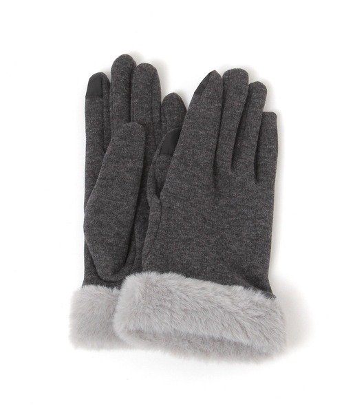 GLOBAL WORK(グローバルワーク)の「ジャージスマホグローブ/600216(手袋・レディース・ライトグレー/ブラック・LARGE/MEDIUM)」の1枚目の写真