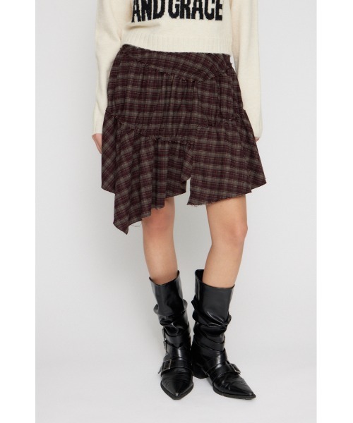 LAGUA GEM(ラグアジェム)の「FRILL CHECK スカート(スカート・レディース・レッド/ブラック・X-SMALL/SMALL/MEDIUM)」の2枚目の写真