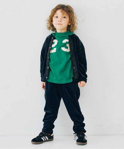 p.premier（ピードットプルミエ）の「【ジュニア対応】ベロアタッチのメルティ起毛フリースぬくぬくタックパンツ（その他パンツ・キッズ・ブルー/その他2/ブラック/ブラウン・80/90/100/110/120/130/140）」の5枚目の写真