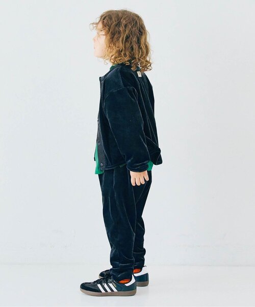 p.premier（ピードットプルミエ）の「【ジュニア対応】ベロアタッチのメルティ起毛フリースぬくぬくタックパンツ（その他パンツ・キッズ・ブルー/その他2/ブラック/ブラウン・80/90/100/110/120/130/140）」の6枚目の写真