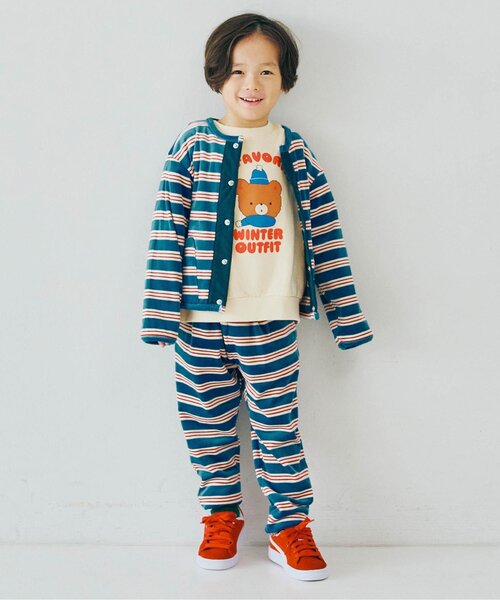 p.premier（ピードットプルミエ）の「【ジュニア対応】ベロアタッチのメルティ起毛フリースぬくぬくタックパンツ（その他パンツ・キッズ・ブルー/その他2/ブラック/ブラウン・80/90/100/110/120/130/140）」の12枚目の写真