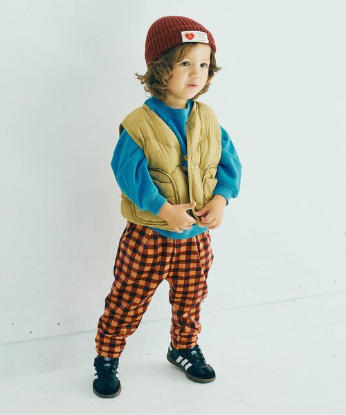 p.premier（ピードットプルミエ）の「【ジュニア対応】ベロアタッチのメルティ起毛フリースぬくぬくタックパンツ（その他パンツ・キッズ・ブルー/その他2/ブラック/ブラウン・80/90/100/110/120/130/140）」の18枚目の写真