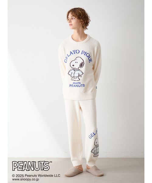 gelato pique（ジェラートピケ）の「【PEANUTS】【HOMME】オリジナルアート ジャガードプルオーバー（ルームウェア/パジャマ・メンズ・オフホワイト/チャコールグレー・M/L）」の5枚目の写真