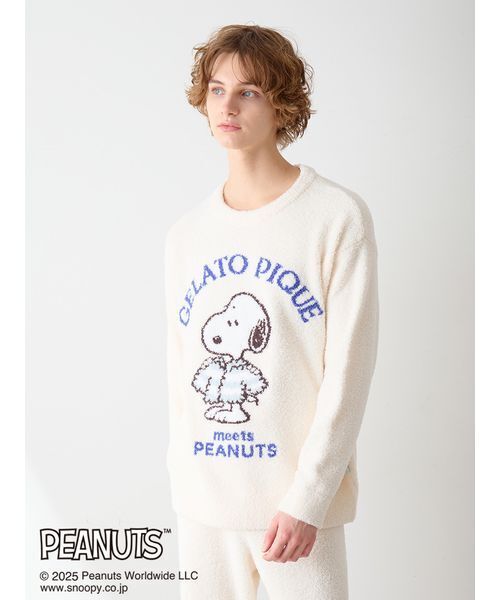gelato pique（ジェラートピケ）の「【PEANUTS】【HOMME】オリジナルアート ジャガードプルオーバー（ルームウェア/パジャマ・メンズ・オフホワイト/チャコールグレー・M/L）」の8枚目の写真