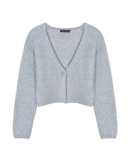 NICK&NICOLE(ニックアンドニコール)の「TWINKLE CROP WOOL KNIT CARDIGAN_LIGHT GRAY(カーディガン/ボレロ・レディース・その他・FREE)」の4枚目の写真
