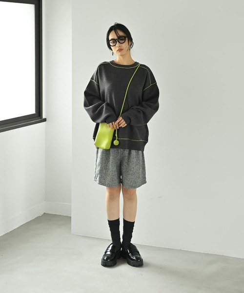 STYLE DELI(スタイルデリ)の「【BLK001】配色ニットチュニック(ニット/セーター・レディース・チャコール/ブラウン・FREE)」の8枚目の写真