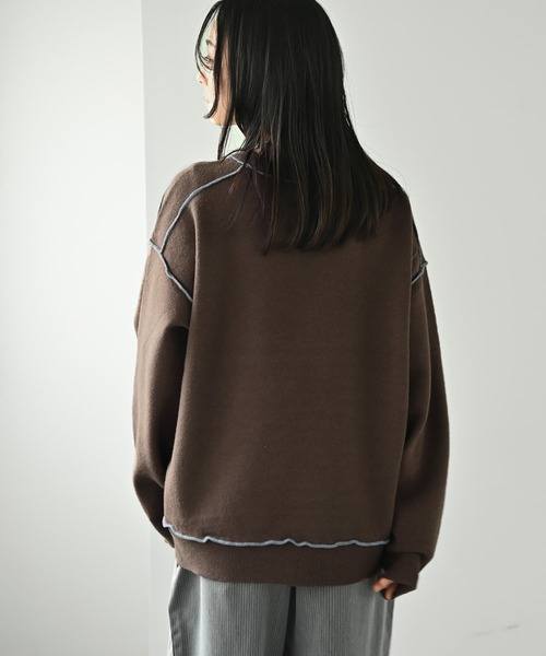 STYLE DELI(スタイルデリ)の「【BLK001】配色ニットチュニック(ニット/セーター・レディース・チャコール/ブラウン・FREE)」の12枚目の写真