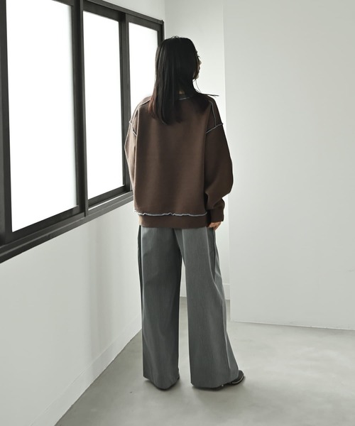 STYLE DELI(スタイルデリ)の「【BLK001】配色ニットチュニック(ニット/セーター・レディース・チャコール/ブラウン・FREE)」の16枚目の写真