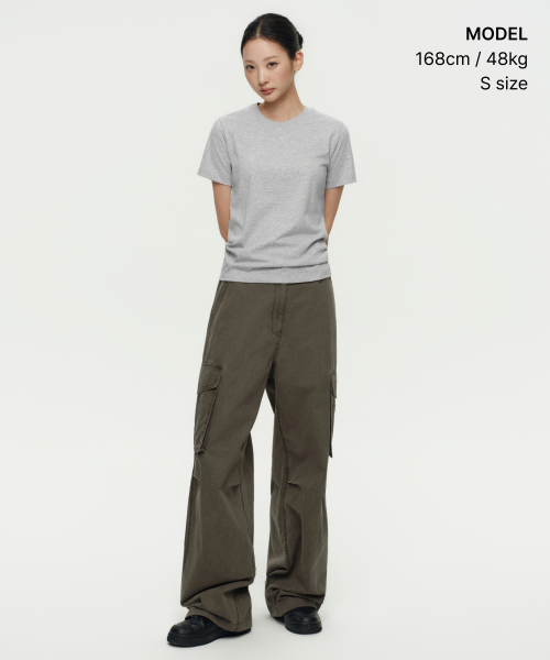 MUSINSA STANDARD WOMAN（ムシンサスタンダードウーマン）の「[クールタンダード] ウィメンズ ベーシック クルーネック Tシャツ [ミディアムグレー]（Tシャツ/カットソー・レディース・その他・SMALL/MEDIUM/LARGE/X-LARGE/X-SMALL）」の12枚目の写真