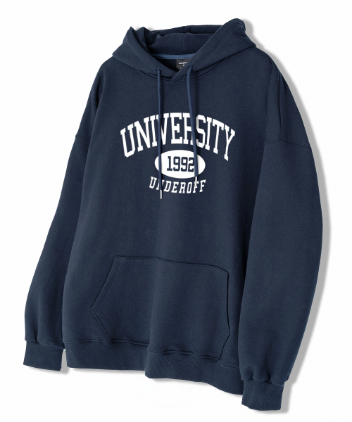 UNDEROFF(アンダーオフ)の「アセンティックリラックスドユニバーシティフードパーカーグレー(パーカー・レディース・グレー・SMALL/MEDIUM/LARGE/X-LARGE)」の3枚目の写真