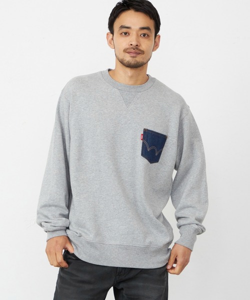 EDWIN（エドウィン）の「EDWIN エドウィン デニムポケット クルーネック スウェットシャツ（スウェット・メンズ・ブラック/グレー/ベージュ/ブルー・X-LARGE/LARGE/MEDIUM）」の2枚目の写真