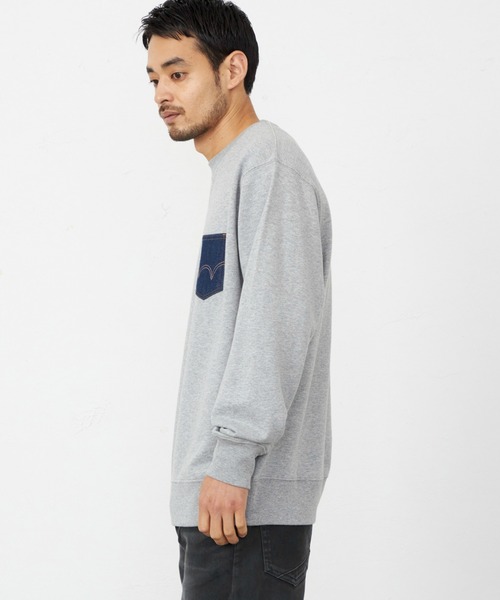 EDWIN（エドウィン）の「EDWIN エドウィン デニムポケット クルーネック スウェットシャツ（スウェット・メンズ・ブラック/グレー/ベージュ/ブルー・X-LARGE/LARGE/MEDIUM）」の6枚目の写真