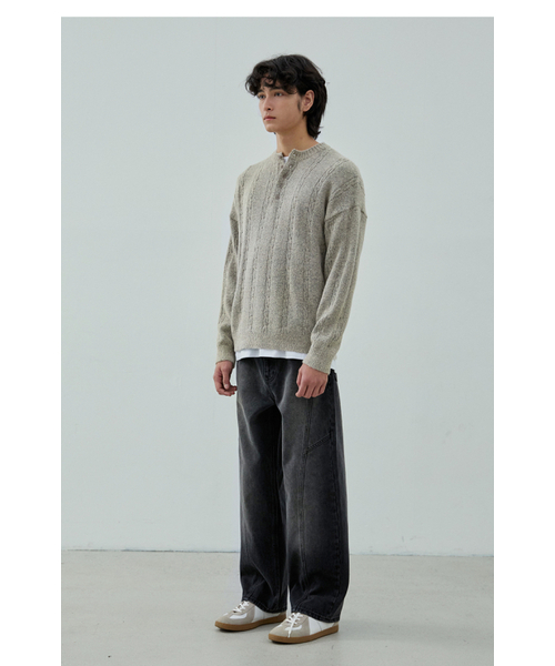NODU（ノードユー）の「Soft Henry Neck Round Long Sleeve Knit [Beige]（ニット/セーター・メンズ・その他・LARGE/MEDIUM）」の4枚目の写真