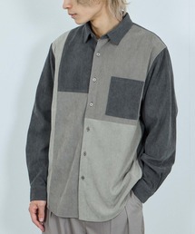 【NAVY / ネイビー】 コーデユロイ切替えレギュラーシャツ