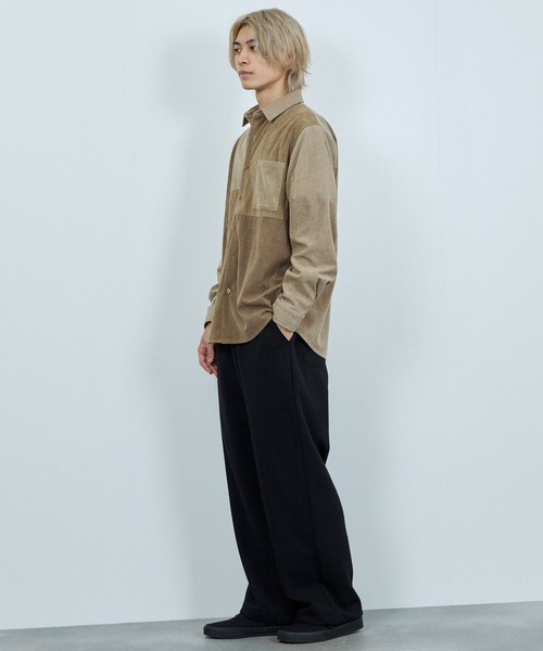 NAVY(ネイビー)の「NAVY コーデユロイ切替えレギュラーシャツ(シャツ/ブラウス・メンズ・アイボリー/チャコールグレー/ベージュ・S/M/L/XL)」の5枚目の写真