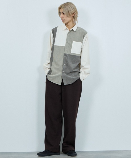 NAVY(ネイビー)の「NAVY コーデユロイ切替えレギュラーシャツ(シャツ/ブラウス・メンズ・アイボリー/チャコールグレー/ベージュ・S/M/L/XL)」の8枚目の写真