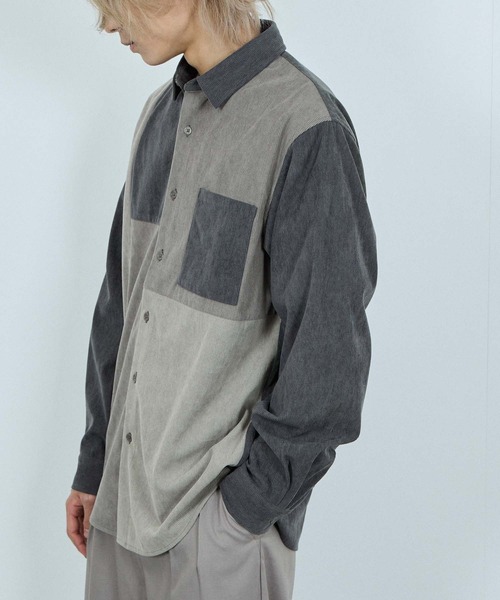 NAVY(ネイビー)の「NAVY コーデユロイ切替えレギュラーシャツ(シャツ/ブラウス・メンズ・アイボリー/チャコールグレー/ベージュ・S/M/L/XL)」の10枚目の写真