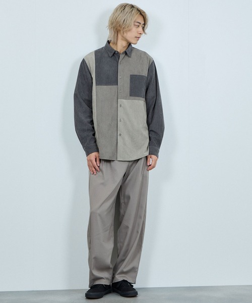 NAVY(ネイビー)の「NAVY コーデユロイ切替えレギュラーシャツ(シャツ/ブラウス・メンズ・アイボリー/チャコールグレー/ベージュ・S/M/L/XL)」の12枚目の写真