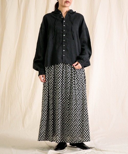 Brocante（ブロカント）の「[Brocante / ブロカント] リネンキャンバス リンネルヴロンシャツ（シャツ/ブラウス・レディース・グレイッシュベージュ/ブラック/ホワイト・2）」の6枚目の写真