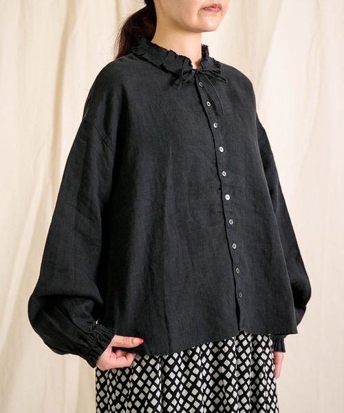 Brocante / ブロカント] リネンキャンバス リンネルヴロンシャツ