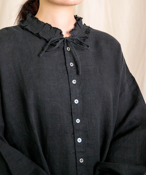 Brocante / ブロカント] リネンキャンバス リンネルヴロンシャツ