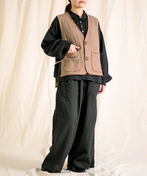 Brocante（ブロカント）の「[Brocante / ブロカント] リネンキャンバス リンネルヴロンシャツ（シャツ/ブラウス・レディース・グレイッシュベージュ/ブラック/ホワイト・2）」の8枚目の写真
