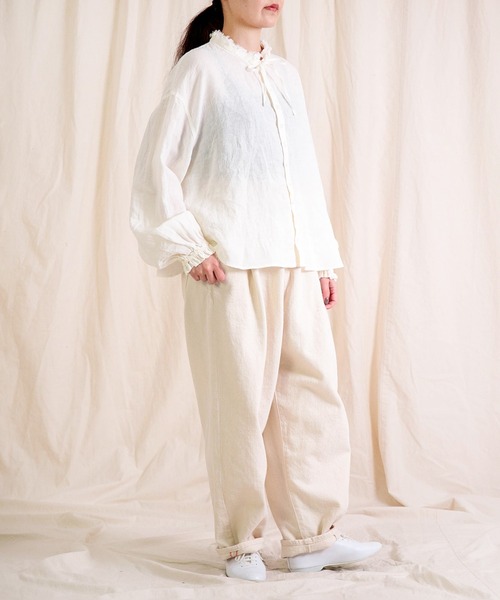 Brocante（ブロカント）の「[Brocante / ブロカント] リネンキャンバス リンネルヴロンシャツ（シャツ/ブラウス・レディース・グレイッシュベージュ/ブラック/ホワイト・2）」の15枚目の写真