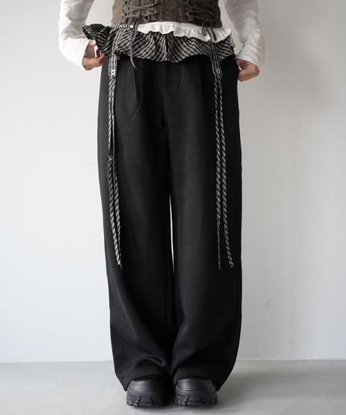 SANSeLF(サンセルフ)の「【SANSeLF】 ウエストフリル付きワイドスウェットパンツ saw25a061(その他パンツ・レディース・ネイビー/ブラック/グレー・FREE)」の1枚目の写真