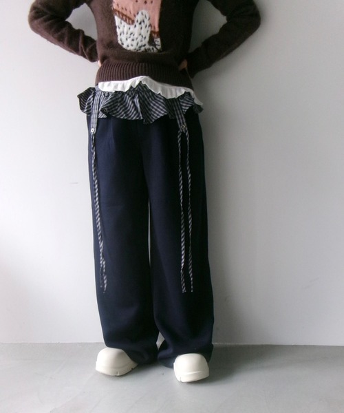 SANSeLF(サンセルフ)の「【SANSeLF】 ウエストフリル付きワイドスウェットパンツ saw25a061(その他パンツ・レディース・ネイビー/ブラック/グレー・FREE)」の5枚目の写真