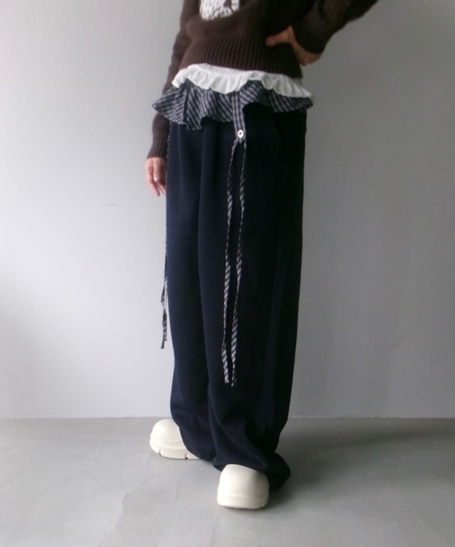 SANSeLF(サンセルフ)の「【SANSeLF】 ウエストフリル付きワイドスウェットパンツ saw25a061(その他パンツ・レディース・ネイビー/ブラック/グレー・FREE)」の6枚目の写真