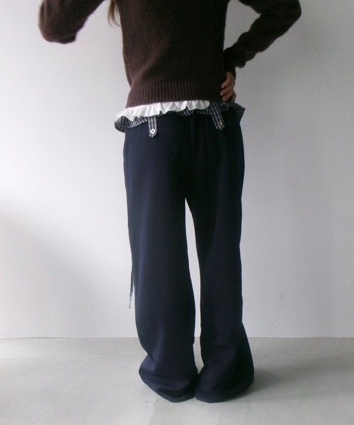 SANSeLF(サンセルフ)の「【SANSeLF】 ウエストフリル付きワイドスウェットパンツ saw25a061(その他パンツ・レディース・ネイビー/ブラック/グレー・FREE)」の7枚目の写真