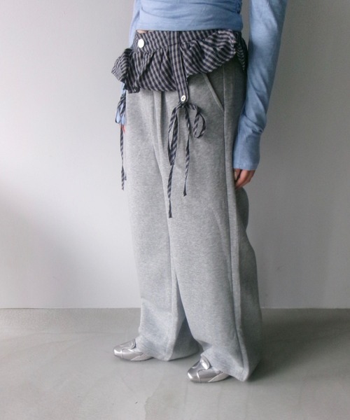 SANSeLF(サンセルフ)の「【SANSeLF】 ウエストフリル付きワイドスウェットパンツ saw25a061(その他パンツ・レディース・ネイビー/ブラック/グレー・FREE)」の11枚目の写真