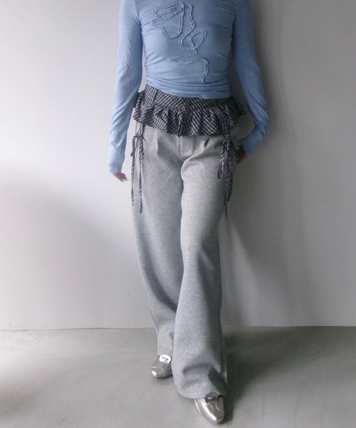 SANSeLF(サンセルフ)の「【SANSeLF】 ウエストフリル付きワイドスウェットパンツ saw25a061(その他パンツ・レディース・ネイビー/ブラック/グレー・FREE)」の15枚目の写真