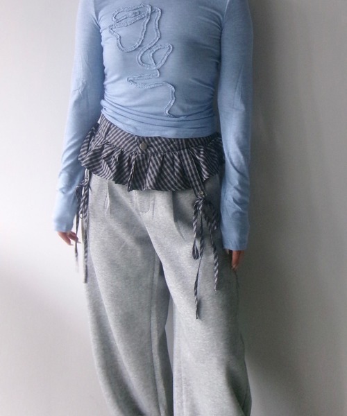 SANSeLF(サンセルフ)の「【SANSeLF】 ウエストフリル付きワイドスウェットパンツ saw25a061(その他パンツ・レディース・ネイビー/ブラック/グレー・FREE)」の16枚目の写真