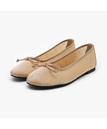 Dorothy キュービック メッシュ リボン フラットシューズ (1cm)