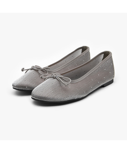 SAPPUN(サプン)の「Dorothy キュービック メッシュ リボン フラットシューズ (1cm)(バレエシューズ・レディース・ブラック/グレー/ベージュ/ホワイト・22.5cm/23cm/23.5cm/24cm/24.5cm/25cm/25.5cm)」の1枚目の写真