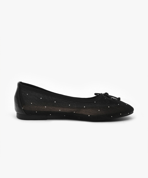 SAPPUN(サプン)の「Dorothy キュービック メッシュ リボン フラットシューズ (1cm)(バレエシューズ・レディース・ブラック/グレー/ベージュ/ホワイト・22.5cm/23cm/23.5cm/24cm/24.5cm/25cm/25.5cm)」の8枚目の写真