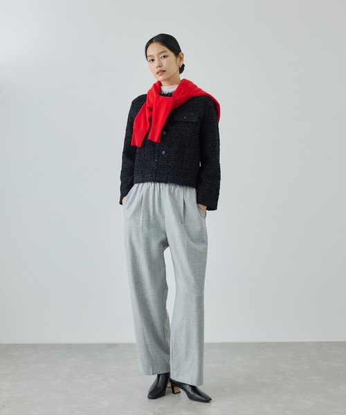 Coohem(コーヘン)の「【COOHEM(コーヘン)】BASIC TWEED VELVET JACKET(ノーカラージャケット・レディース・ネイビー/キナリ・FREE)」の13枚目の写真