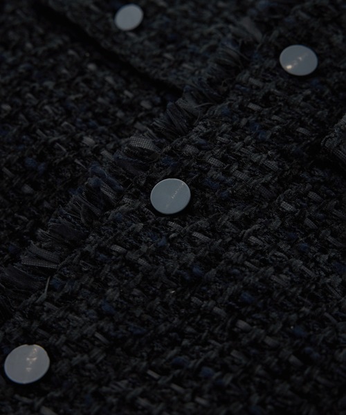Coohem(コーヘン)の「【COOHEM(コーヘン)】BASIC TWEED VELVET JACKET(ノーカラージャケット・レディース・ネイビー/キナリ・FREE)」の15枚目の写真