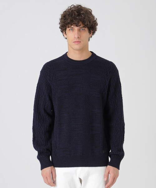 BLACK LABEL CRESTBRIDGE(ブラックレーベル・クレストブリッジ)の「カシミヤミックスアランニット(ニット/セーター・メンズ・オフホワイト/ブラック/ライトグレー/レッド/ネイビー/グリーン系その他3・M/L)」の5枚目の写真