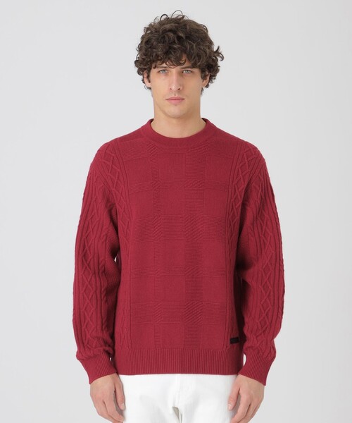 BLACK LABEL CRESTBRIDGE(ブラックレーベル・クレストブリッジ)の「カシミヤミックスアランニット(ニット/セーター・メンズ・オフホワイト/ブラック/ライトグレー/レッド/ネイビー/グリーン系その他3・M/L)」の6枚目の写真