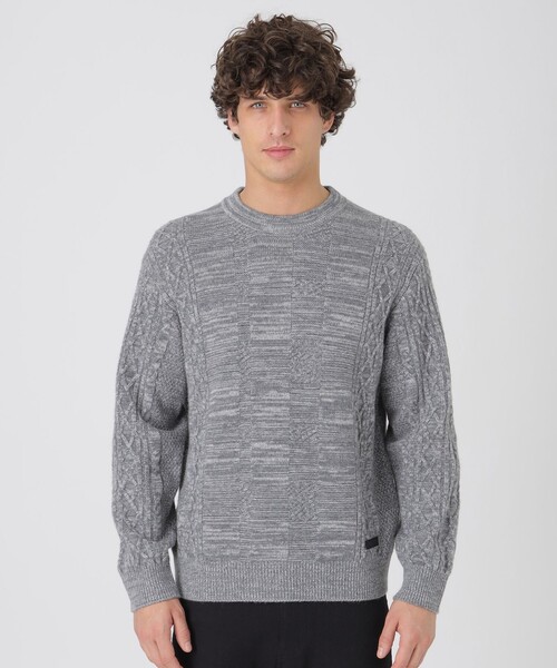BLACK LABEL CRESTBRIDGE(ブラックレーベル・クレストブリッジ)の「カシミヤミックスアランニット(ニット/セーター・メンズ・オフホワイト/ブラック/ライトグレー/レッド/ネイビー/グリーン系その他3・M/L)」の3枚目の写真