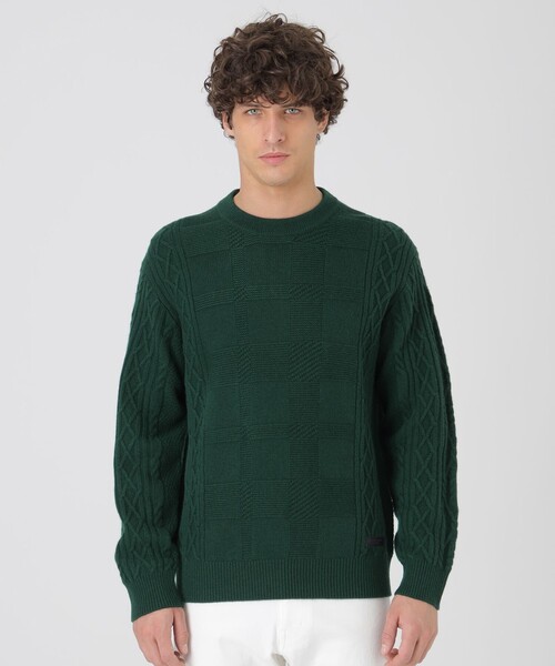 BLACK LABEL CRESTBRIDGE(ブラックレーベル・クレストブリッジ)の「カシミヤミックスアランニット(ニット/セーター・メンズ・オフホワイト/ブラック/ライトグレー/レッド/ネイビー/グリーン系その他3・M/L)」の4枚目の写真