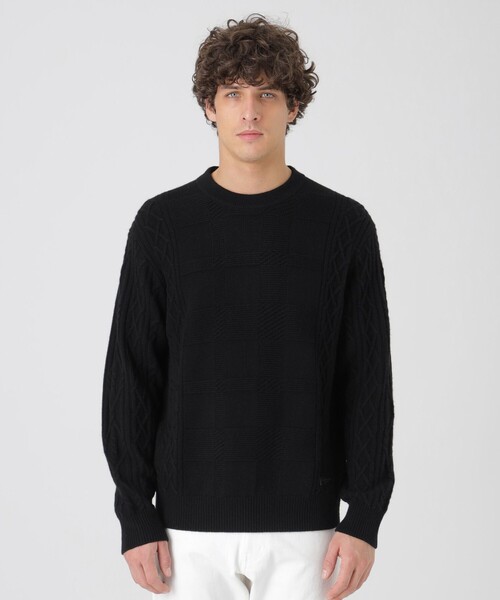 BLACK LABEL CRESTBRIDGE(ブラックレーベル・クレストブリッジ)の「カシミヤミックスアランニット(ニット/セーター・メンズ・オフホワイト/ブラック/ライトグレー/レッド/ネイビー/グリーン系その他3・M/L)」の2枚目の写真