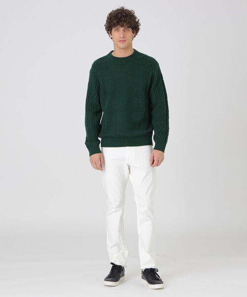 BLACK LABEL CRESTBRIDGE(ブラックレーベル・クレストブリッジ)の「カシミヤミックスアランニット(ニット/セーター・メンズ・オフホワイト/ブラック/ライトグレー/レッド/ネイビー/グリーン系その他3・M/L)」の11枚目の写真